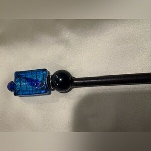 Elegant Blue and Black Glass Accent Rod